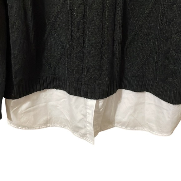Faded Glory black cable sweater w/ faux white shirt underneath. Size XL (16-18) - Picture 3 of 15